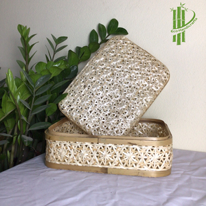 Venta al por mayor 2022 cestas de almacenamiento de bambú rectángulo con tapa natural hecho a mano sostenible y colorido para el almacenamiento de alimentos - Product Image 2