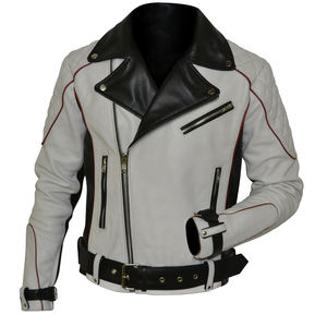 Chaqueta de cuero de moto EN17092 de invierno para mujer, estilo corto con cuello de abrigo, protección principal acolchada, método tejido de patrón sólido - Product Image 1