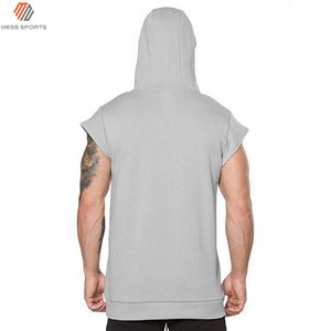 Vente en gros MESS SPORTS T-shirt sans manches à capuche pour homme, coupe musclée, pour la gym et l'entraînement - Écologique, séchage rapide, respirant, polyester/coton - Product Image 2