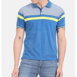 Polo de cuello redondo para hombre, de algodón, Color liso, venta al por mayor - Product Image 1