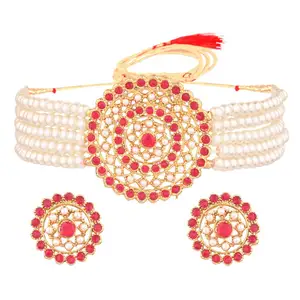 Indische Braut schmuck Sets Crystal Faux Pearl Mehr schicht ige Perlen Choker Halskette Schmuck Hersteller für Frauen