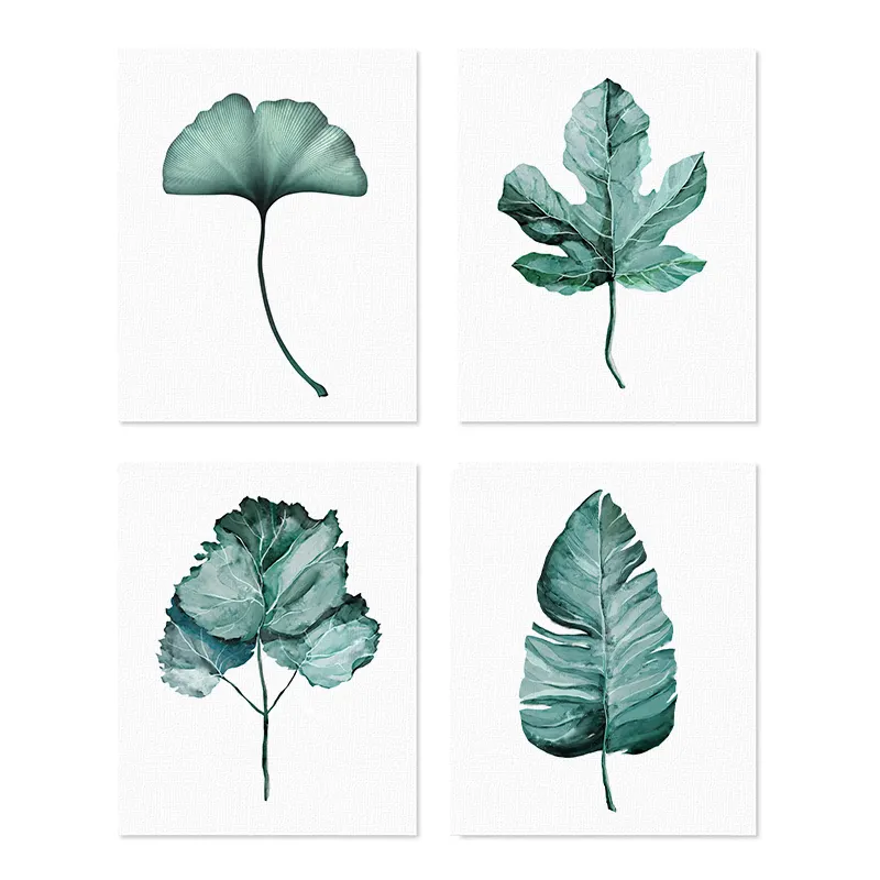 4 Piece 8 × 10インチのカスタムBotanical Floral Gardenマット-ボードUnframed Canvas Painting Print Set Wall Art Decoration