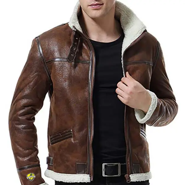 OEM/ODM leather jacquard fur collar sweater jacket for man women OEM custom Leather wholesale jacket