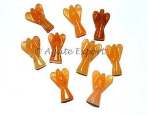 Ange en pierres précieuses de Quartz semi-précieuse dorées, pierres précieuses, petite taille - Product Image 1