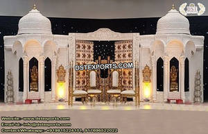 ชุด Mandap ทรงสี่เหลี่ยมสีทองสำหรับงานแต่งงาน,ชุด Mandap สีทองงานออกแบบใหม่ล่าสุด - Product Image 4