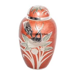 Urne en céramique de peinture à la main de conception de fleur d'aspect royal Les cendres humaines contiennent des urnes de crémation pour les accessoires funéraires Pot Trusted Adult - Product Image 1