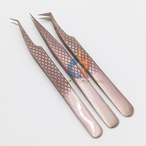 แหนบถอนขนตาแบบสแตนเลส45องศาสีโรสโกลด์ที่ยั่งยืนสำหรับการต่อขนตาเพิ่มวอลลุ่ม - Product Image 3