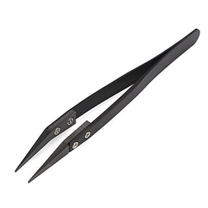 Pincettes noires en céramique à visée droite pour le soudage électronique avec poignée en acier inoxydable pincettes noires à bord pointu - Product Image 2