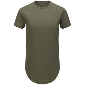 Camisetas informales de gran tamaño para hombre, ropa de calle urbana con dobladillo largo y cuello redondo, tallas personalizadas, producto OEM, venta al por mayor, 2023 - Product Image 2