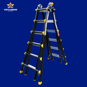 VIETLADDERS Échelles combinées en alliage d'aluminium à 6 marches, verrouillage manuel, utilisation hôtelière, capacité de 150 kg, échelle pliante avec garantie d'un an - Product Image 1