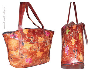Geometric Genuine Leather Shoulder <b>Bag</b> <b>with</b> <b>Zip</b> Closure Bohemian Style Two Handles All Seasons Shopping <b>Tote</b> Thermal Embroidery - Product Image 3