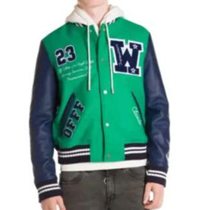 Vestes de baseball à col montant personnalisées pour hommes avec capuche en duvet College Letterman - Product Image 1