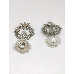 latest fashion Trending handmade silver look alike brass <b>hoop</b> stud silver matte jhumka earing <b>for</b> girls and women - Product Image 3