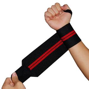 Adjustable Nylon Wrist <b>Wraps</b> With Red Stripes For Weightlifting Gym Use Unisex Velcro Closure - Product Image 2