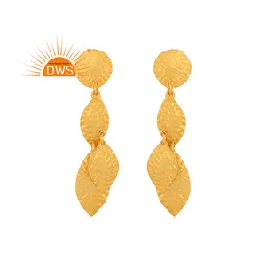 Latest Fashionable 2022 Hammered Leaf design dangle earring for custom design fashion jewelry manufacturer