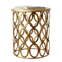 Mesa Auxiliar de Sofá Europea Moderna de Metal de Lujo / Alta Calidad / Acabado Dorado / Muebles Ecológicos para Sala de Estar