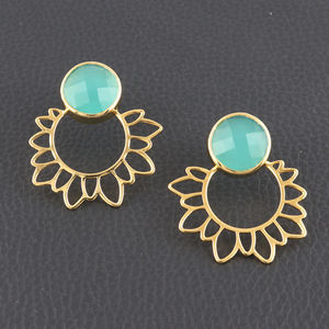 Pendiente de aro redondo con facetas de Calcedonia para mujer, joyería de 12mm, hecho a mano, regalo de boda - Product Image 5