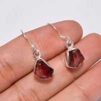 2021 Hot Selling 925 Sterling Silver Earrings Stylish Valentine's Day Gifts for Her Raw Watermelon Tourmaline Gemstone Jewelry