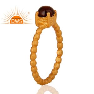 แหวนโกเมนสีแดงหนาสำหรับเครื่องประดับอัญมณีแหวนเงินสเตอร์ลิงชุบทอง18K สำหรับ925คอลเลกชันวินเทจขายส่ง - Product Image 2