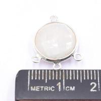 Connecteur ajustable fait main en argent sterling 925 plaqué or 14 carats avec pierre de lune arc-en-ciel ronde pour la fabrication de bijoux