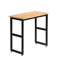 Bureau de travail convertible moderne en bois et métal avec cadre carré noir, bureau d'étude pour ordinateur portable, table multi-usage