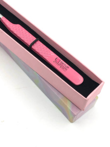 Professionnel nouveau Design rose poudre revêtement 45 degrés diamant poignée en acier inoxydable Extension de cils pince à épiler Instruments de beauté - Product Image 5