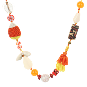 Hecho a mano de alta calidad de la cáscara colorida y cuentas collar de joyas con envuelto en tela declaración collar accesorios de la India - Product Image 3