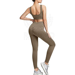 Ensemble de vêtements de sport pour femmes grande taille, vêtements de yoga sans couture, ensemble de soutien-gorge de yoga et de leggings, 100% polyester, printemps, été, automne, hiver, anti-soutien-gorge - Product Image 2