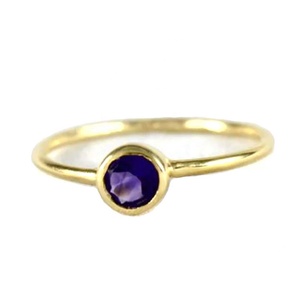 Amatista púrpura Natural de 5mm, anillo de oro amarillo de 14k sólido redondo, fabricante de joyería - Product Image 1