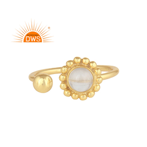 Bague en cristal de quartz Fabricant de bague en pierre précieuse Design antique Plaqué or 18 carats Argent 925 Bague pour fille Bijoux Collection classique - Product Image 1