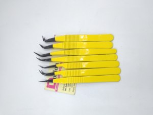 Pinces à épiler pour extensions de cils en acier inoxydable, isolation et volume, pointe plasma noire, pinces jaunes personnalisées, pinces à épiler pour cils - Product Image 5