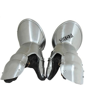 Guantelete de acero gótico medieval, calibre 18, armadura de plata pulida, disfraz de Halloween con estampado UV - Product Image 5