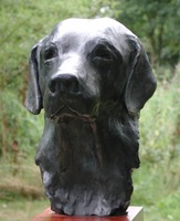 Statue de tête de chien en bronze, 30 cm, décoration de table