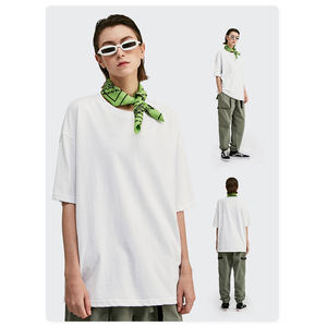 เสื้อยืดผ้าฝ้าย Pima สำหรับผู้ชายขนาดพลัสไซส์เสื้อเจอร์ซีย์ไหล่ตกแบบระบายอากาศได้พิมพ์ลายพัฟ - Product Image 4