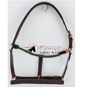 Harnais en cuir vide à personnaliser avec des pièces pour le nez et les joues, pour la broderie et les cristaux, rembourrage doux en cuir, pour tête de cheval - Product Image 4
