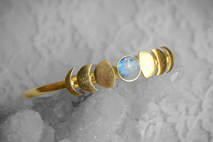 Lunar Cycle-luna Lunar de latón ajustable, Luna Celestial, diseño con arcoíris, piedra Lunar, cristal - Product Image 3