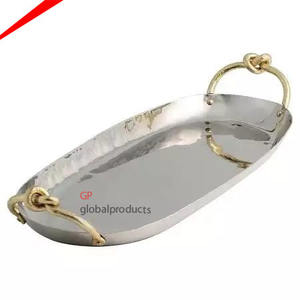 Classic Design <b>Gold</b> Metal Kitchenware Serving <b>Tray</b> with Golden Handles Serving Rectangular <b>Tray</b> for Party - Product Image 5
