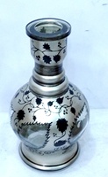 Chicha Farida en verre, base artisanale givrée, modèle Jumbo égyptien avec accents dorés, idéale pour les voyages, les fêtes et le camping – Utilisation en extérieur