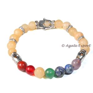 Pulseras Solares de Chakra Hamsa |   Pulseras Unisex Clásicas de Ágata Plateadas/Doradas al por Mayor - Product Image 1