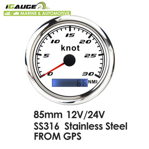 มาตรวัดความเร็วเรือ 85 มม. ไฟฟ้า 30 โน๊ต หน้าปัดสีขาว ไฟ LED สีแดง พร้อมไฟแบล็คไลท์ ระบบ GPS วัดระยะทาง สำหรับเรือเดินทะเล - Product Image 6