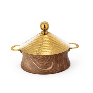 Pot chaud de bonne qualité de forme ronde avec couvercle en laiton martelé Casserole isolée marmite à prix compétitif - Product Image 3