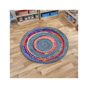 印度手工刺绣圆形地毯客厅卧室棉钦迪圆形地毯地毯120厘米地板地毯