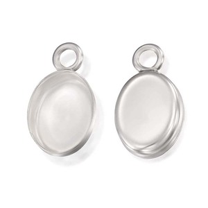 Breloque de tasse à lunette ovale en argent Sterling, 7x9mm, vente en gros, pièces vierges, montage de bijoux pendentif simple - Product Image 2