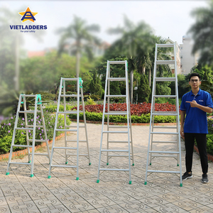 VIETLADDERS Industrial <b>Foldable</b> Aluminum Ladder 4 <b>Steps</b> 6FT Extended Height Manual Lock 150kg Capacity Hotel Use - Product Image 1