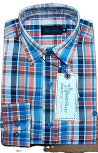 Chemise rayée à manches longues en coton 100% pour hommes, avec boutons en corne, respirante, douce et brossée, pour travaux intérieurs et extérieurs. - Product Image 2