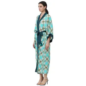 थोक कस्टम डिजाइन मुद्रित लंबी विंटेज कार्डिगन देवियों किमोनो समुद्र तट पोशाक वस्त्र