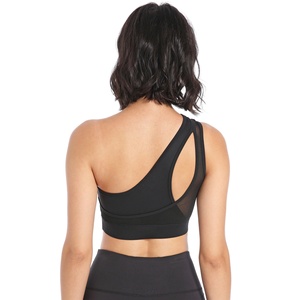 Girls Popular One-shoulder Plus Size Fitness Women <b>Sports</b> <b>Bra</b> Tights Gym Yoga Vest Crop Top Pad Gym Clothe 95%Cotton 5%Spandex - Product Image 2