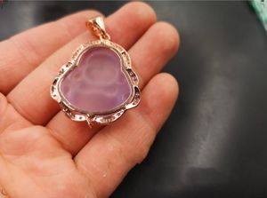 Jialin Juweliersfabriek Groothandel Natuurlijke S925 Zilver Maitreya Agaat Dames CZ roze <span class=keywords><strong>Jade</strong></span> Boeddha hanger ketting - Product Image 3