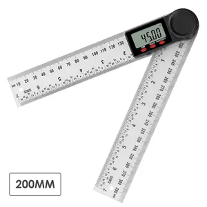 2-in-1デジタル分度器角度定規200mm (8インチ) 住宅改修、木工、ワークショップのための角度と長さの測定