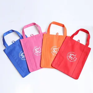 Bolsa de transporte de Color no tejido, bolsas de compras ecológicas, venta al por mayor, bolso de mano no tejido con logotipo impreso